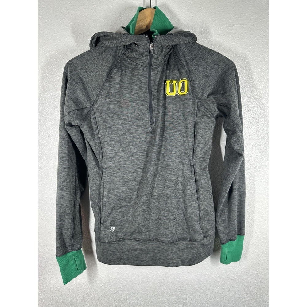 Oregon Ducks Sweatshirt‎ Womens Medium Gray NCAA Colosseum 1/4 Zip Hoodie